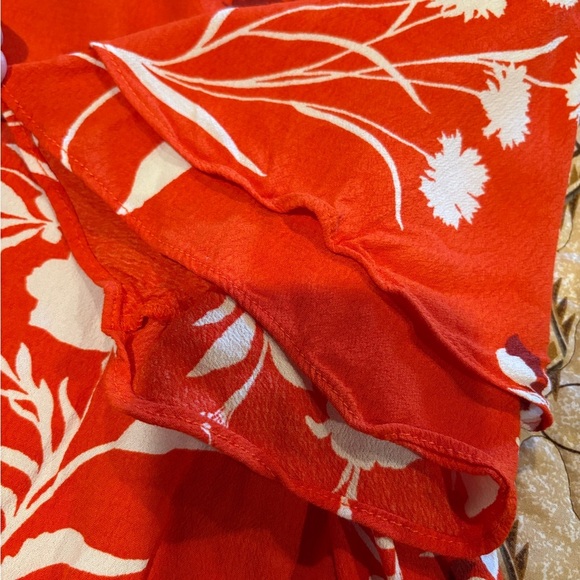 Ann Klein Floral Flutter Smocked Peplum Top orange women’s size M - Picture 6 of 10